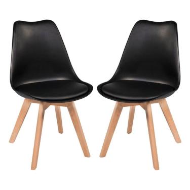 Imagem de Kit com 2 Cadeiras Leda Preta - Charles Eames com Almofada