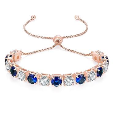 Imagem de Lovans Pulseiras de tênis femininas de 6 mm de zircônia cúbica em prata/ouro/ouro rosa, pulseira ajustável no tamanho de 7,6 a 23 cm, joias modernas, presentes (ouro rosa, zircônia de 6 mm), 8inch,