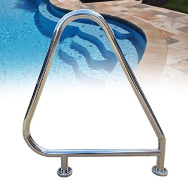 Imagem de Trilho de entrada de piscina resistente com placa de suporte de montagem rápida, capacidade de carga de 113 kg, corrimão de piscina, antiderrapante e à prova de ferrugem