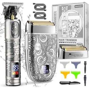 Imagem de Suttik Aparador de cabelo elétrico para homens, aparador de barba e barbeador elétrico para rosto masculino com lâmina de substituição, à prova d'água