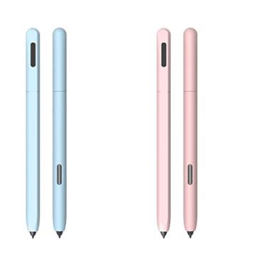 Imagem de DAYJOY Pacote com 2 capas de silicone compatíveis com Samsung Galaxy Tab S7/S7+/S7 FE/S8/S8+/S8 Ultra/S9/S9+/S9 Ultra/S10/S10+/S10 Ultra S Pen, capa protetora antiderrapante com aderência suave (azul