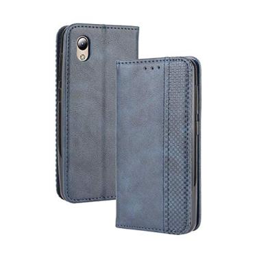 Imagem de Capa para ZTE Blade A3 Lite, carteira de couro com suporte para ZTE Blade A3 Lite, capa magnética retrô para celular, capa carteira com compartimentos para cartão