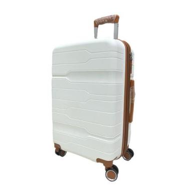 Imagem de Mala Média 23Kg Polipropileno Inquebrável Branca Ultra Leve