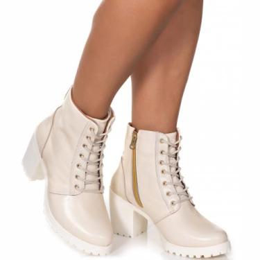 Imagem de Botas em Couro Feminino Alice Monteiro Com fechamento em cadarço e zíp
