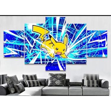 Imagem de Painel Quadro Mosaico Decorativo 5 Partes Para Sala Pokemon - NEYRAD