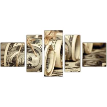 Imagem de Painel De Quadro Mosaico 5 Partes Para Sala Dolar Dinheiro - Paradecor