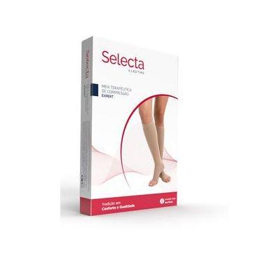 Imagem de Meia Compressão 3/4 Expert 30-40mmHg Curta Helanca Selecta, Bege, GG