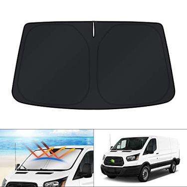Imagem de KUST Protetor solar de para-brisa de ajuste personalizado para Ford Transit 2015-2025 Wagon XL, vagão XLT veículo de carga, Connect Van XL protetor de sol dobrável bloqueia raios UV mantém seu carro