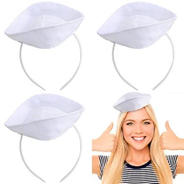 Imagem de 4 peças mini chapéu de marinheiro tiaras de Halloween bruxa cosplay branco chapéu de marinheiro azul marinho mini chapéu de capitão iate tiaras para acessório de fantasia náutica, festa de vestir,