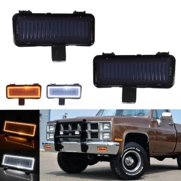 Imagem de Tonsya Para Chevy PU parking 1981-1982 Suburban/Blazer/Chevy PU, 1981-1982 GMC PU, Jimmy, 1981-1982 GMC Suburban Front Bumper Signal Side Marker Lights Lente fumê Lente LED âmbar/branco