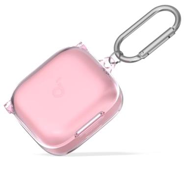 Imagem de Capa para Anker Soundcore P30i, capa protetora de TPU transparente, compatível com Anker Soundcore P30i capa de carregamento com mosquetão (rosa claro)