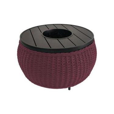 Imagem de Mesa de Centro Champanheira 90cm Corda Náutica Vermelho Bordô Trama 1x