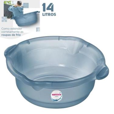 Imagem de Bacia Plástica 14 Litros Para Limpeza Casa Lavanderia Roupas Com Pegad