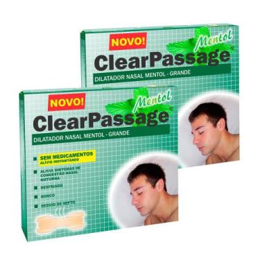 Imagem de Kit 2 Dilatador Nasal ClearPassage Mentol Tamanho Grande com 9 Unidade