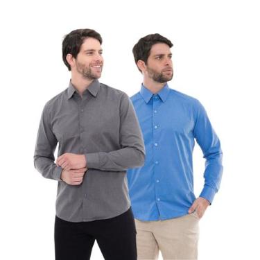 Imagem de KIT Masculino 2 Peças - Camisa Social Premium Tipo Linho Chumbo e Cami