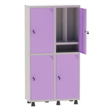 Imagem de Armário Guarda Volume Locker Roupeiro Insalubre 2 Vãos 04 Portas Com P