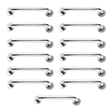 Imagem de Alça de Apoio Barra 30cm Inox Kit 13 Unidades Acessibilidade Deficiente Idoso Banheiro Box Parede Corrimao Resistente Suporte