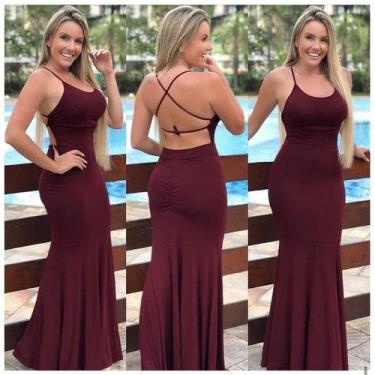 Imagem de Vestido Longo Sereia Drapeado No Bumbum Cruzado - innvistamoda, P, Vin