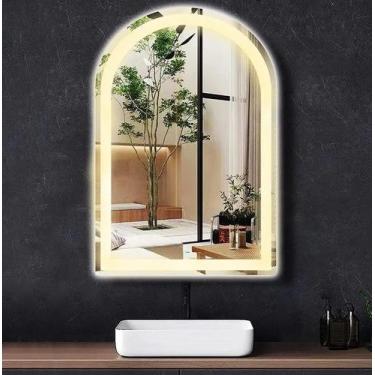 Imagem de Espelho jateado Arco Janelinha Iluminado com LED quente - 80x100cm - W