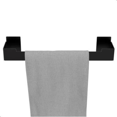 Imagem de Porta Toalha Rosto Com Adesivo Suporte Banheiro Preto ELG - Unidas