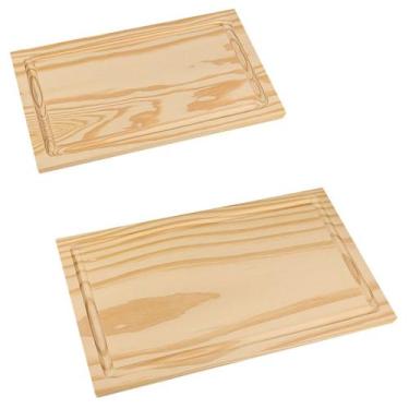 Imagem de Kit 2 Tábuas com canaleta 25x14,5 Cm e 30x19 Cm pau madeira - Edal