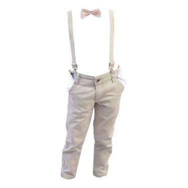 Imagem de Calça Luxo Menino Bebe Infantil Com Kit Gravata Suspensório - Miguelit