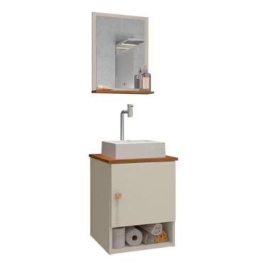 Imagem de Gabinete Arm Banheiro Lima 1 Porta com Cuba Tulipa Branca Cor: Off White/Nature