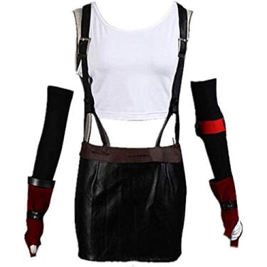 Imagem de FF VII Cosplay Costume FF7 Tifa Lockhart Cosplay Costume Halloween Costume Full Set (Female XL,Size)