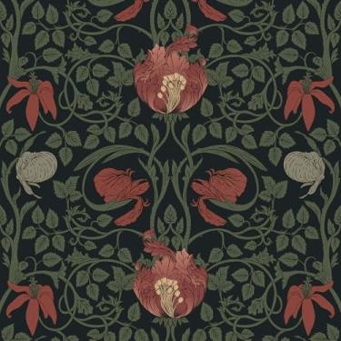 Imagem de VEELIKE Papel de parede vintage William Morris Peel and Stick Retro Floral Escuro para Quarto, Banheiro, 48 x 900 cm, Papel de Parede Art Nouveau Removível, Papel de Parede Floral para Estante de