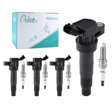 Imagem de AULINK Pacote de Bobina de Ignição Uf611 Xp6203 Conjunto de Velas de Ignição de 4 para Kia Forte Koup Rondo Optima Sorento Sportage Borrego K900, para Hyundai Genesis Coupe Santa F (Bobina De Ignição