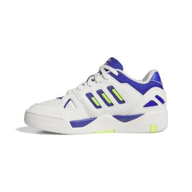 Imagem de adidas Tênis de basquete infantil unissex Midcity cano baixo, Branco/azul lúcido/limão lúcido, 17