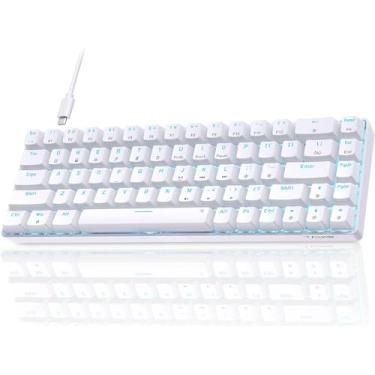 Imagem de TMKB Teclado para jogos T68SE 60% mecânico, retroiluminação de LED, ultracompacto, 68 teclas, mini teclado com fio com seta separada/teclas de controle para Windows, laptop, PC, gamer, digitador