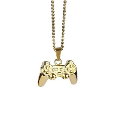 Imagem de Colar com controle de jogo de aço inoxidável, banhado a ouro 18 K, masculino, moda punk rock, melhores amigos, console e joias, Aço inoxidável, Sem Pedra Preciosa