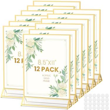 Imagem de YOAEAILY Suporte De Placa De Acrílico 8,5X11 Molduras Douradas Molduras Douradas Duplas Para Porta-Folhetos Suporte De Menu Suporte De Número De Mesa De Casamento Moldura De Foto De Natal Com Pontos