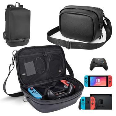 Imagem de Krone Kalpasmos Bolsa De Transporte Para Nintendo Switch/Switch Oled Model (2021)/Switch Console Pro Controller Acessórios, Estojo De Transporte De Viagem 2 Em 1 Mochila Leve Para Estação De Acoplam