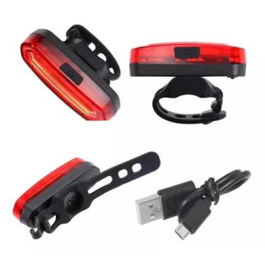 Imagem de Luz Sinalizador Traseiro Bike  Bicicleta Recarregável Led  Forte - LF 