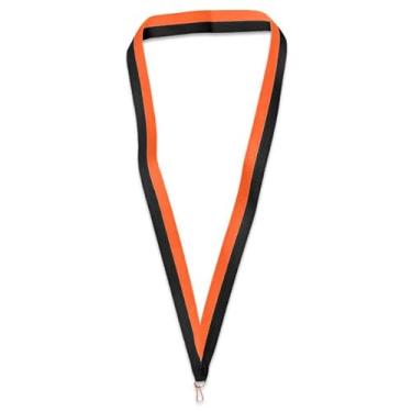 Imagem de PinMart Fita de pescoço multicolorida – Porta-prêmios para medalhas e medalhões – Cordão de fita colorido em branco com clipe