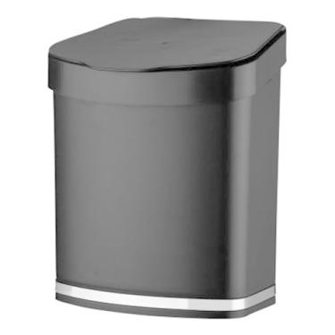 Imagem de Lixeira 2,5 Litros P/Bancada Pia Cozinha Tampa 1258 Cor Preto Detalhe Prateado Chique
