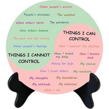 Imagem de Things I Can Control Therapy Office Desk Decor Emotions Chart Mental Health Display Plat With Stand For Calming Corner School Counseling Classroom Home, Anxiety Teacher Counselor Counselor Gifts