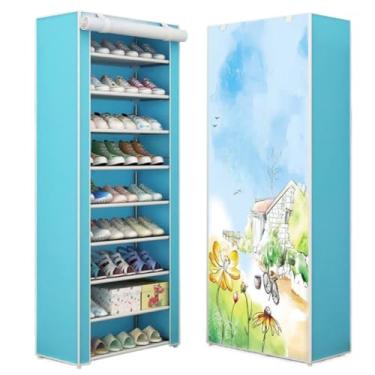 Imagem de Sapateira Organizadora com 9 Prateleiras para Organizar Sapatos Calçados Chinelos Roupas Objetos 27 Pares - Cores (AZUL VOO SEM ZIPER)