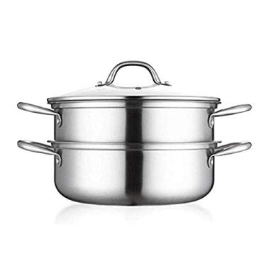 Imagem de Conjunto de panela a vapor de aço inoxidável, camada dupla, multifuncional, vaporizadores, fogão de indução a gás, panela universal