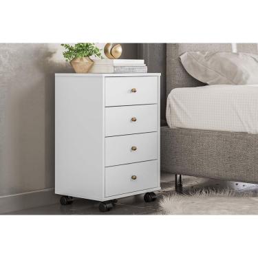Imagem de Mesa Cabeceira Presence c/ 4 Gavetas Branco - Demóbile