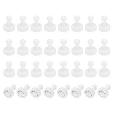 Imagem de PATIKIL 32 pinos de ímãs, 1 x 0,8 ímãs fortes de geladeira quadro branco magnético tachinhas decorativas para geladeira armário calendário escritório, branco