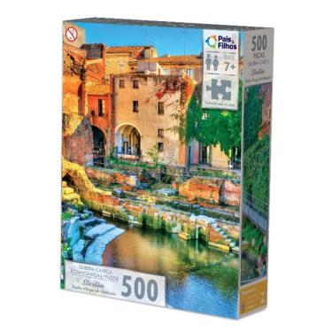 Imagem de Quebra Cabeça Sicília Teatro Grego de Catania 500 Peças +7 Anos Pais e Filhos