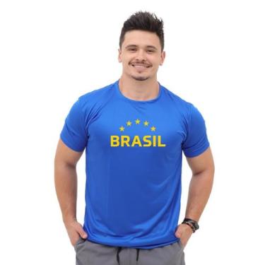 Imagem de Camiseta Dry Fit Masculina Estampa Escrito Brasil Academia Leve Treino