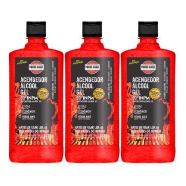 Imagem de Acendedor Gel P/ Churrasqueira Lareira Rechauds 430g Kit C/3 - PRIMEGI