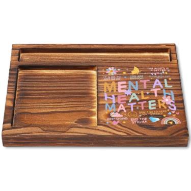 Imagem de CWGOTC Presente de Mental Health Matters, suporte de notas adesivas de madeira, organizador de mesa de escritório, decoração de mesa inspiradora para terapeutas, conselheiros, assistentes sociais
