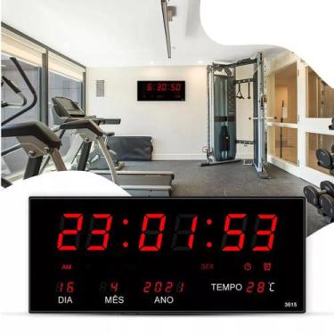 Imagem de Relógio Parede Digital Led Data Mês Ano Temperatura Empresas Grande - 