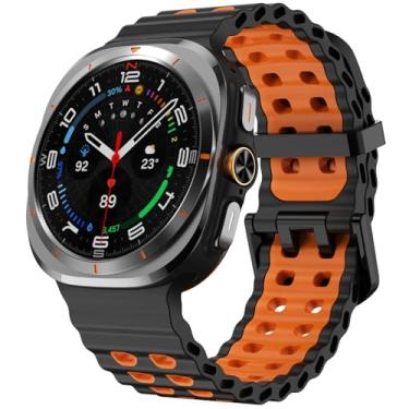 Imagem de SPINYE Pulseiras de relógio compatíveis com Samsung Galaxy Watch Ultra de 47 mm, macia, respirável, oceânica, de silicone esportivo, sem lacunas, para Galaxy Watch 7 Ultra de 47 mm (2024), feminino