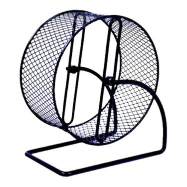 Imagem de Fenteer Roda de corrida de hamster de ferro com rack mudo preto anti deslize para ouriços, ratos, esquilo silent hamster roda de brinquedo de corrida, S